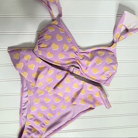 Stoney Clover Lane x Target Women's Flutter Strap Heart Print Bikini XS 127 - Picture 2 of 9